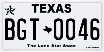 TX license plate BGT0046