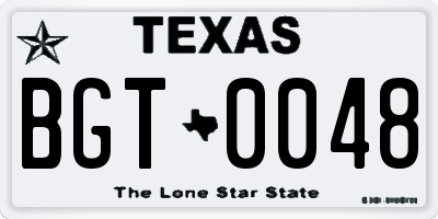 TX license plate BGT0048