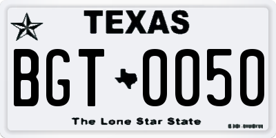 TX license plate BGT0050