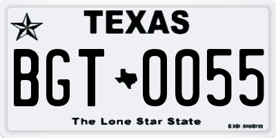 TX license plate BGT0055