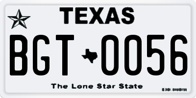 TX license plate BGT0056