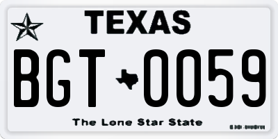 TX license plate BGT0059