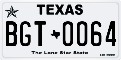 TX license plate BGT0064