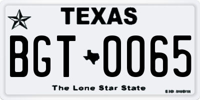 TX license plate BGT0065