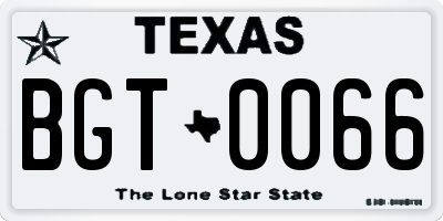 TX license plate BGT0066
