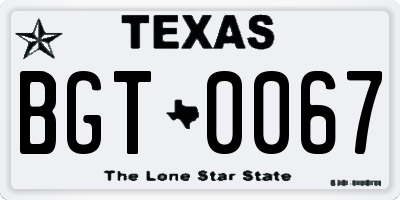 TX license plate BGT0067