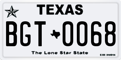 TX license plate BGT0068