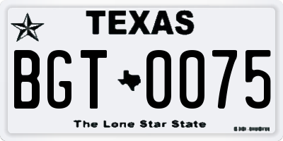 TX license plate BGT0075