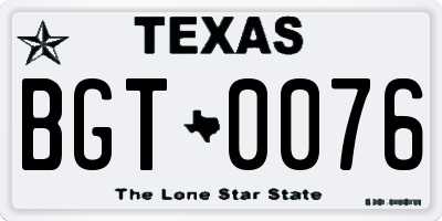 TX license plate BGT0076