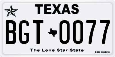 TX license plate BGT0077