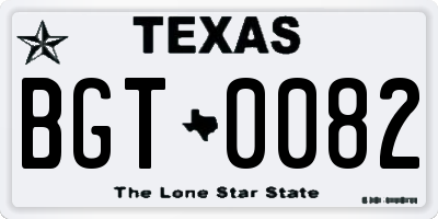 TX license plate BGT0082