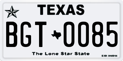 TX license plate BGT0085