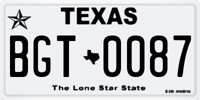 TX license plate BGT0087