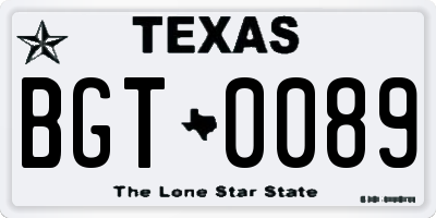 TX license plate BGT0089