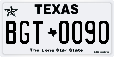 TX license plate BGT0090