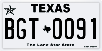 TX license plate BGT0091