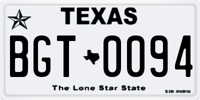 TX license plate BGT0094
