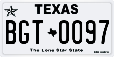 TX license plate BGT0097