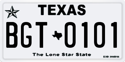 TX license plate BGT0101