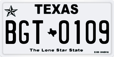 TX license plate BGT0109