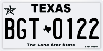 TX license plate BGT0122