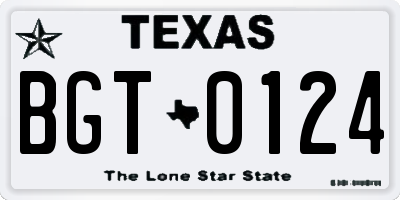 TX license plate BGT0124