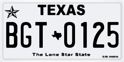 TX license plate BGT0125