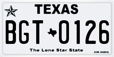 TX license plate BGT0126