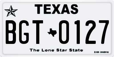 TX license plate BGT0127