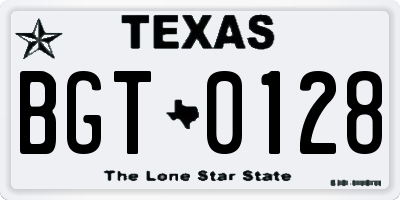 TX license plate BGT0128
