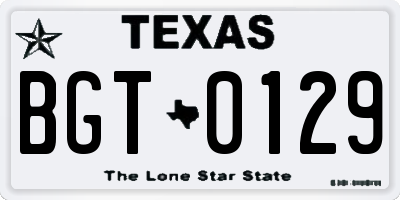 TX license plate BGT0129