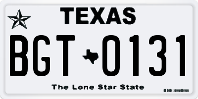 TX license plate BGT0131
