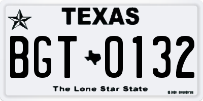 TX license plate BGT0132