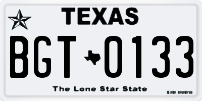 TX license plate BGT0133