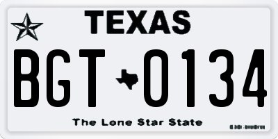 TX license plate BGT0134