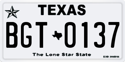 TX license plate BGT0137