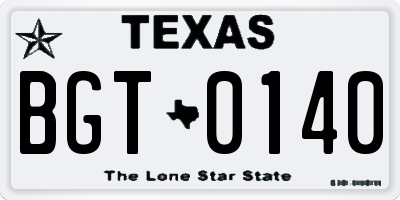 TX license plate BGT0140