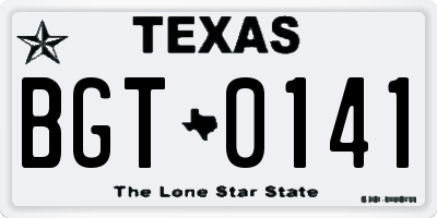 TX license plate BGT0141