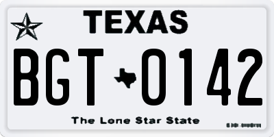TX license plate BGT0142