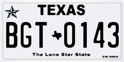 TX license plate BGT0143