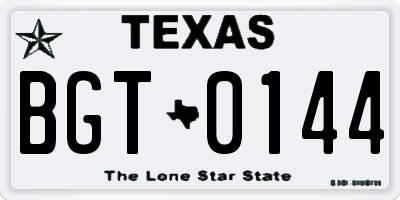 TX license plate BGT0144