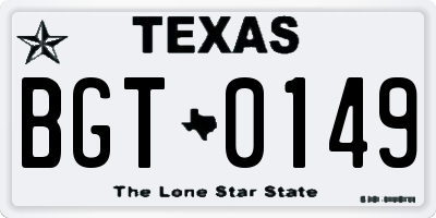 TX license plate BGT0149