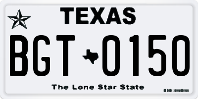 TX license plate BGT0150