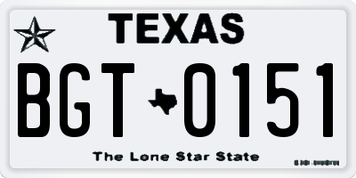 TX license plate BGT0151