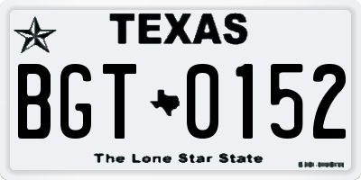 TX license plate BGT0152
