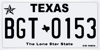 TX license plate BGT0153