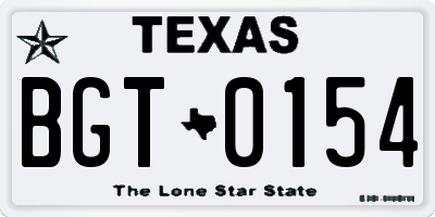 TX license plate BGT0154