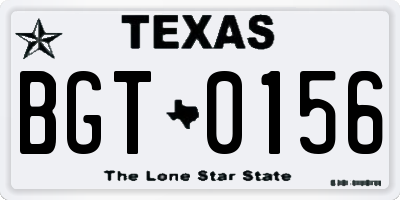 TX license plate BGT0156