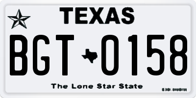 TX license plate BGT0158