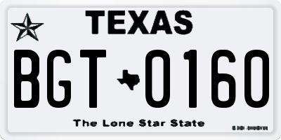 TX license plate BGT0160